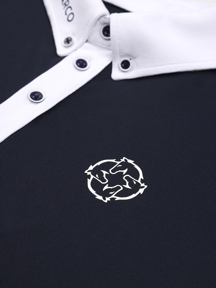 PAOLO NAVY/WHITE MEN'S COMPETITION POLO LONG SLEEVE