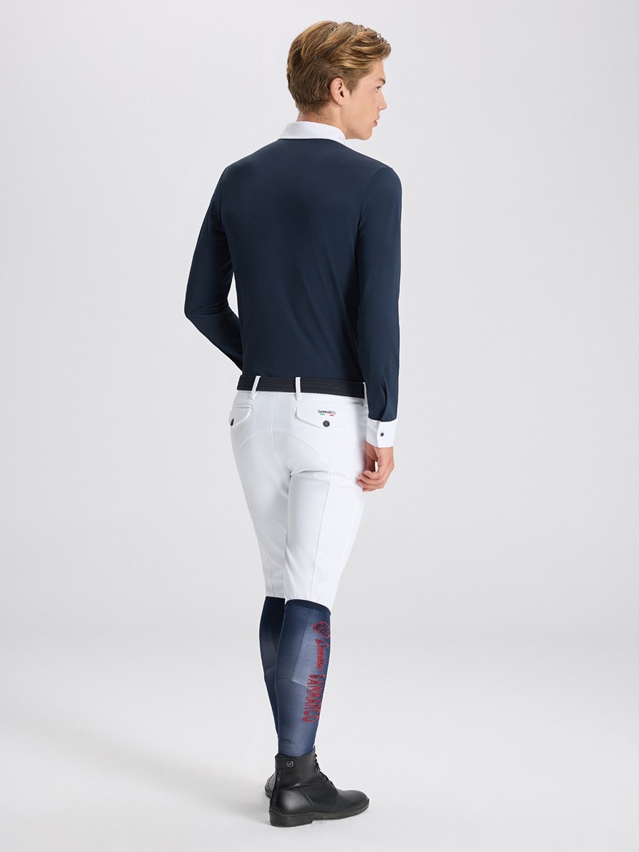 PAOLO NAVY/WHITE MEN'S COMPETITION POLO LONG SLEEVE