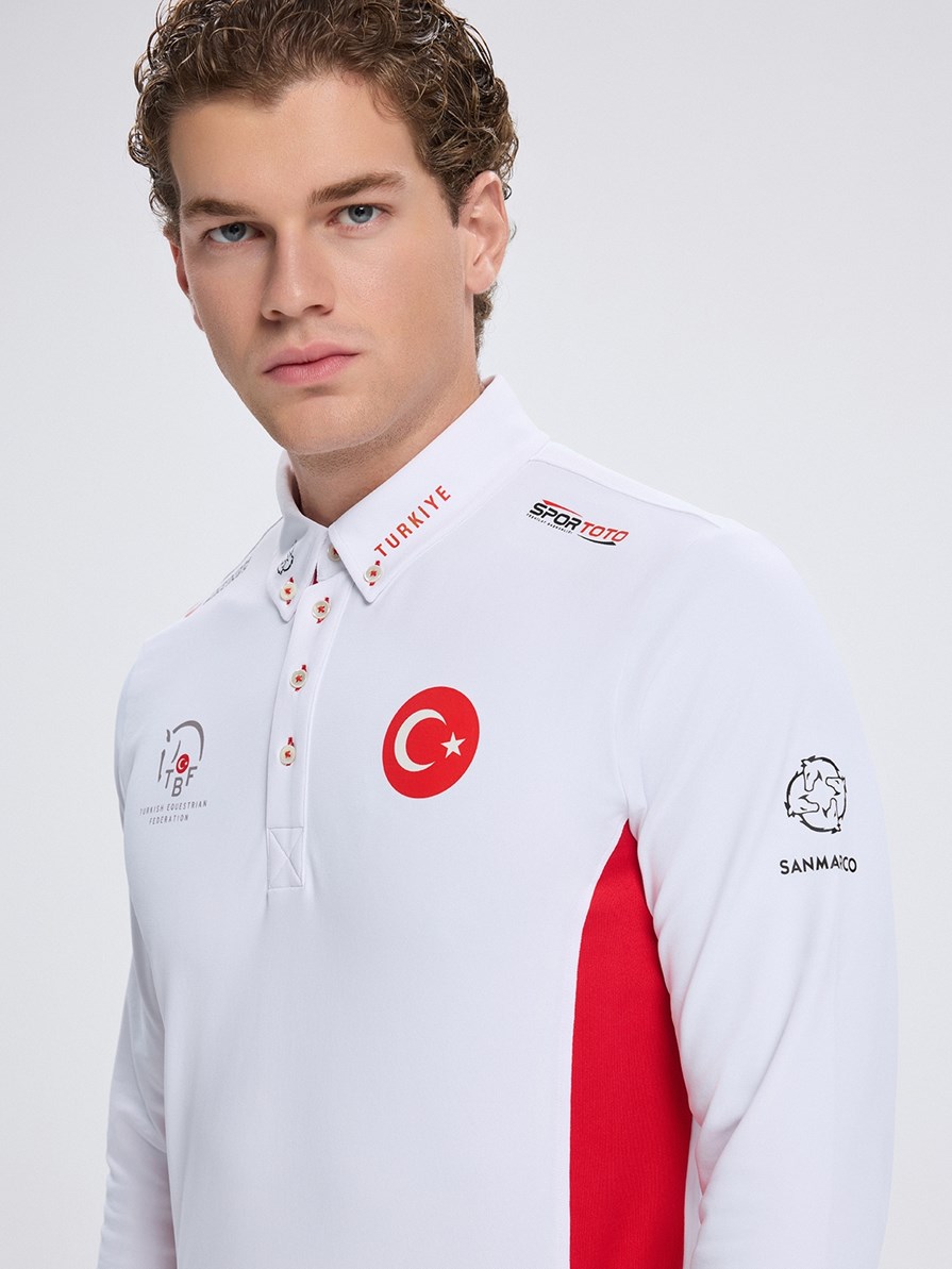 PAOLO-TBF WHITE/RED MEN'S COMPETITION POLO LONG SLEEVE X TEAM TÜRKİYE 