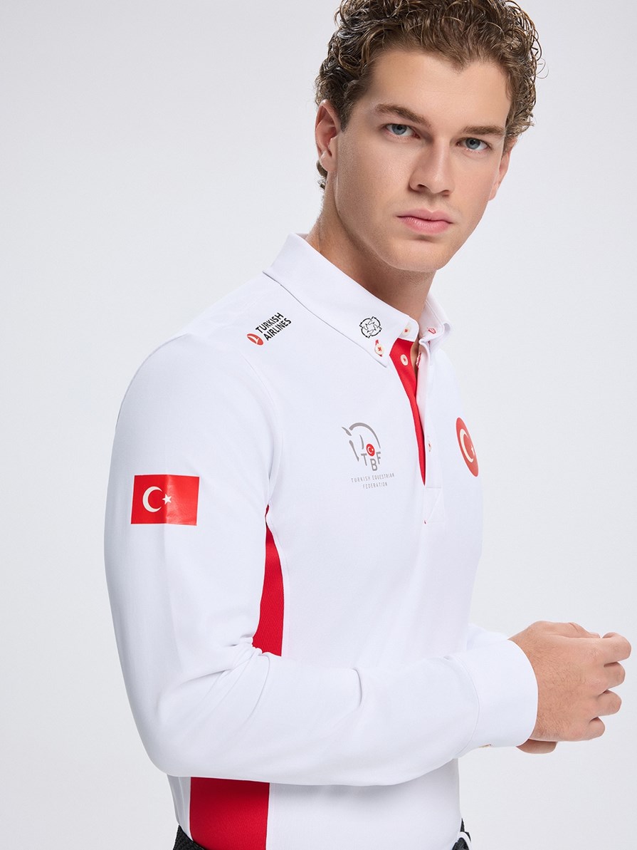 PAOLO-TBF WHITE/RED MEN'S COMPETITION POLO LONG SLEEVE X TEAM TÜRKİYE 