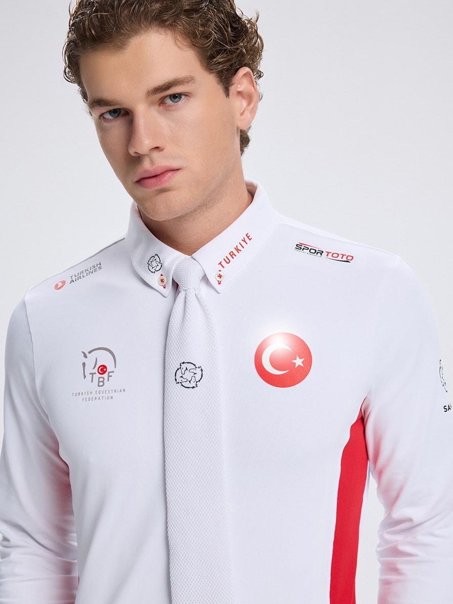 PAOLO-TBF WHITE/RED MEN'S COMPETITION POLO LONG SLEEVE X TEAM TÜRKİYE 