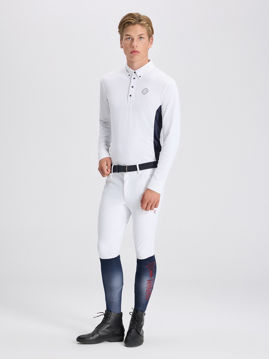PAOLO WHITE/NAVY POLO DA CONCORSO UOMO MANICA LUNGA