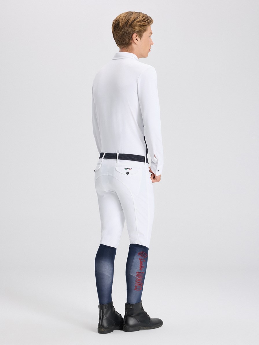 PAOLO WHITE/NAVY MEN'S COMPETITION POLO LONG SLEEVE