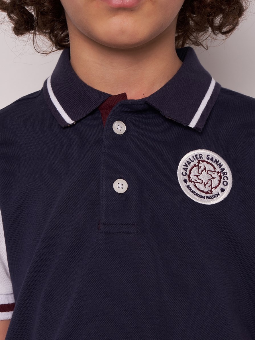 PINE VALLEY NAVY/WHITE BOY'S SOFT TRAINING POLO SHORT SLEEVE