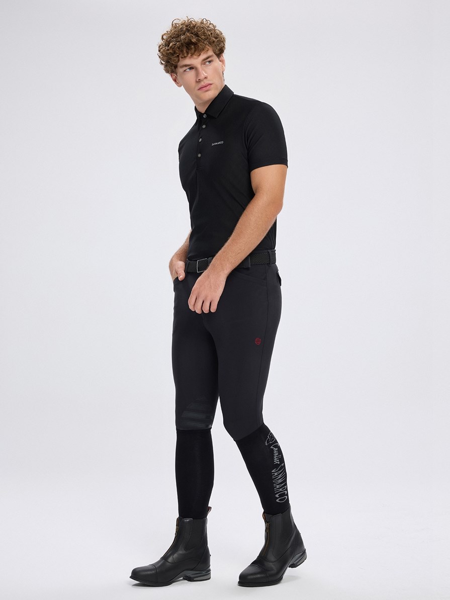 PORTOFINO BLACK MEN'S TECH TRAINING POLO SHORT SLEEVE 