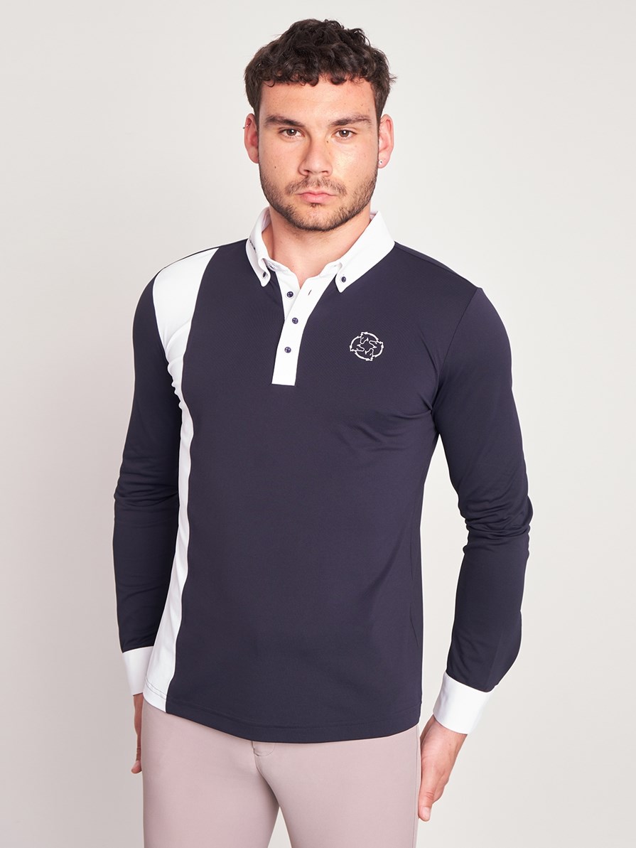PRAGUE NAVY/WHITE MEN'S COMPETITION POLO LONG SLEEVE