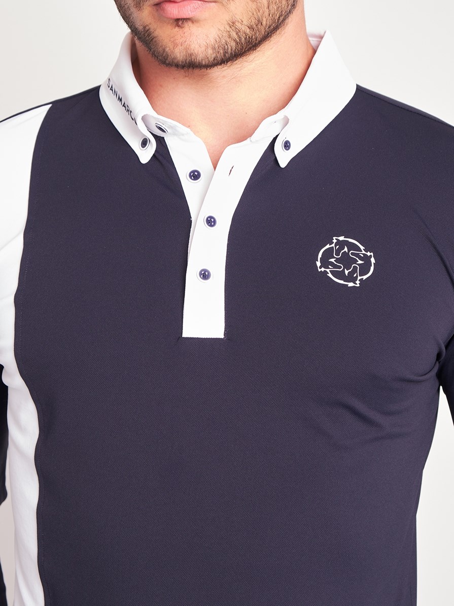 PRAGUE NAVY/WHITE MEN'S COMPETITION POLO LONG SLEEVE