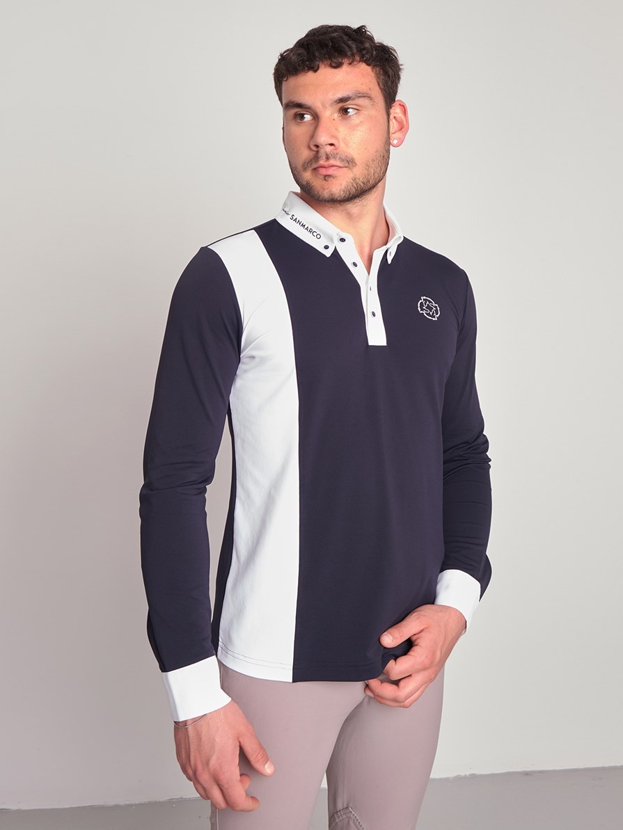 PRAGUE NAVY/WHITE MEN'S COMPETITION POLO LONG SLEEVE