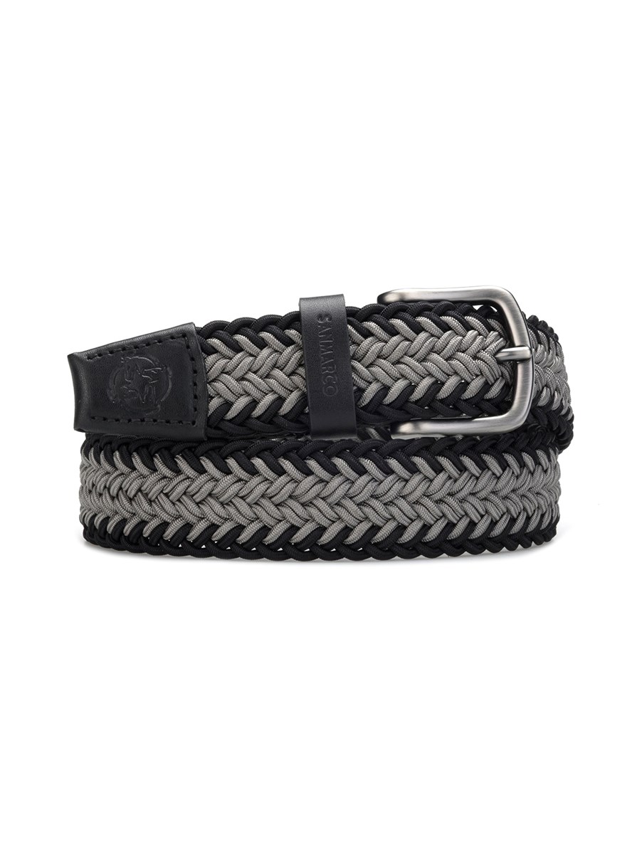 SANTIAGO GRAY/BLACK BRAIDED BELT 