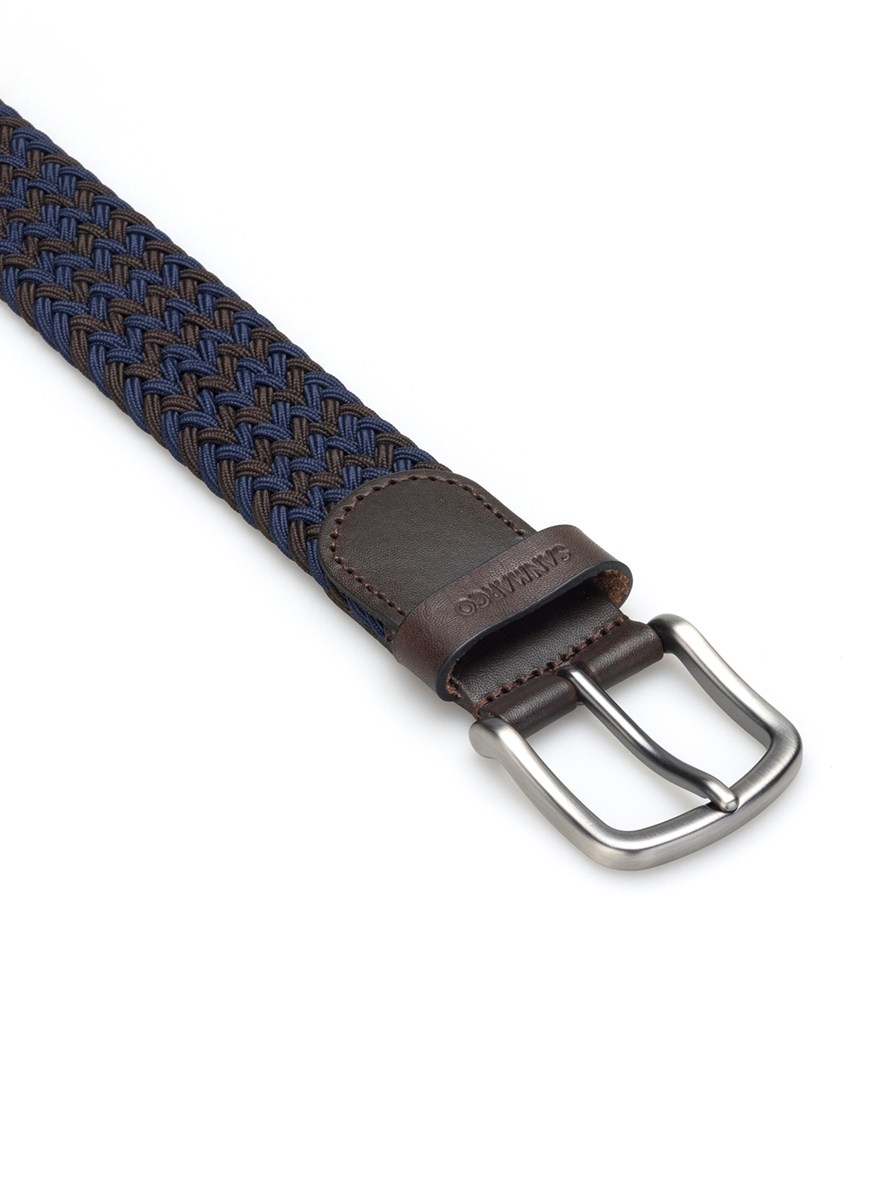 SANTORINI BROWN/NAVY BRAIDED BELT