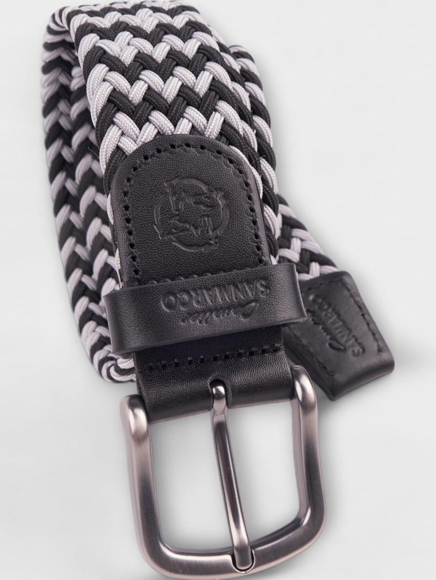 SANTORINI GRAY/BLUE-BLACK BRAIDED BELT 