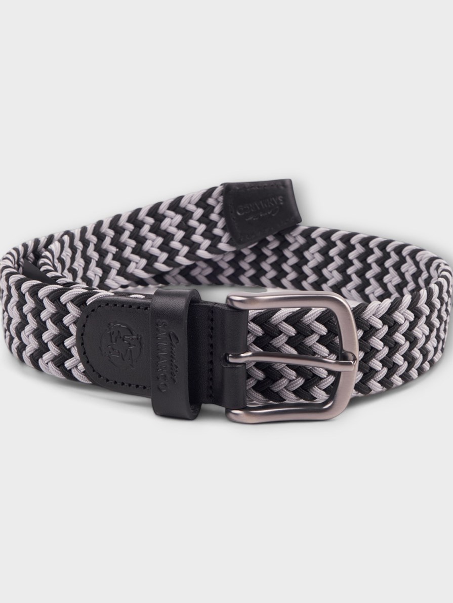 SANTORINI GRAY/BLUE-BLACK BRAIDED BELT 
