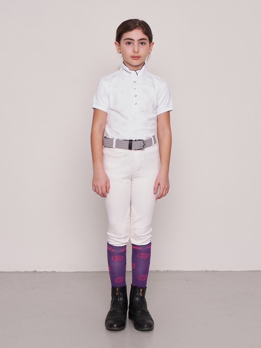 STAR WHITE GIRL'S COMPETITION POLO SHORT SLEEVE