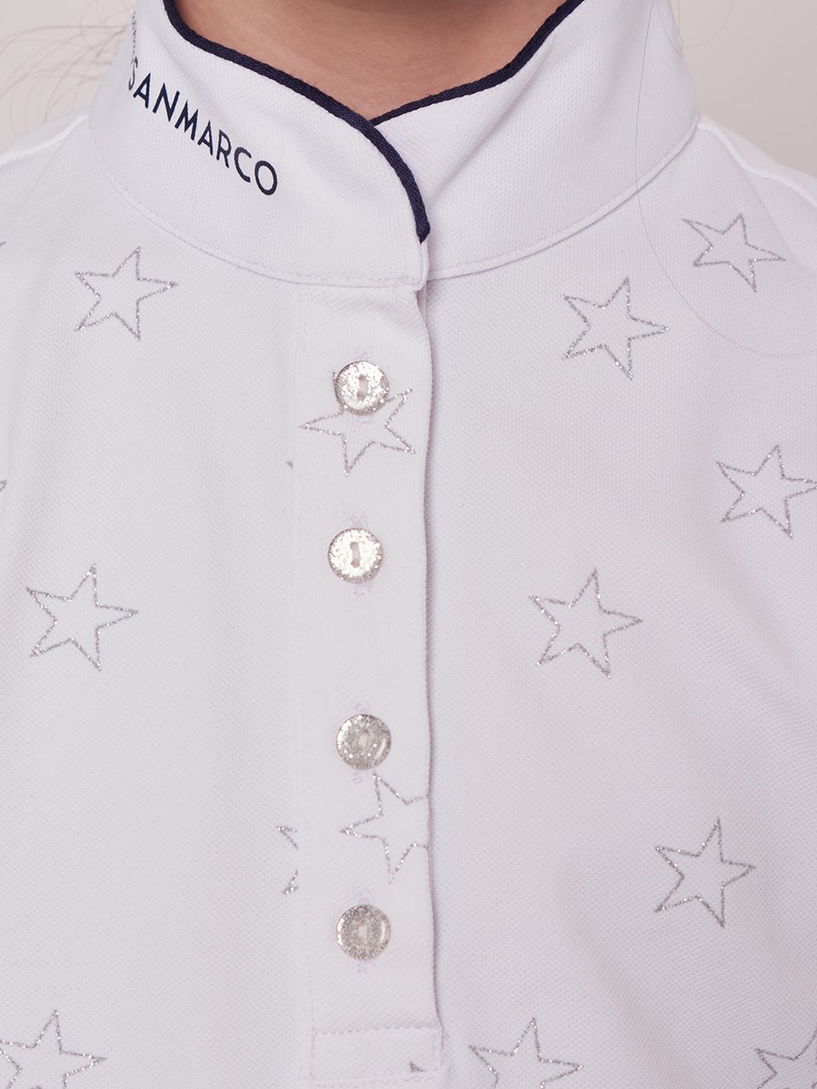 STAR WHITE GIRL'S COMPETITION POLO SHORT SLEEVE