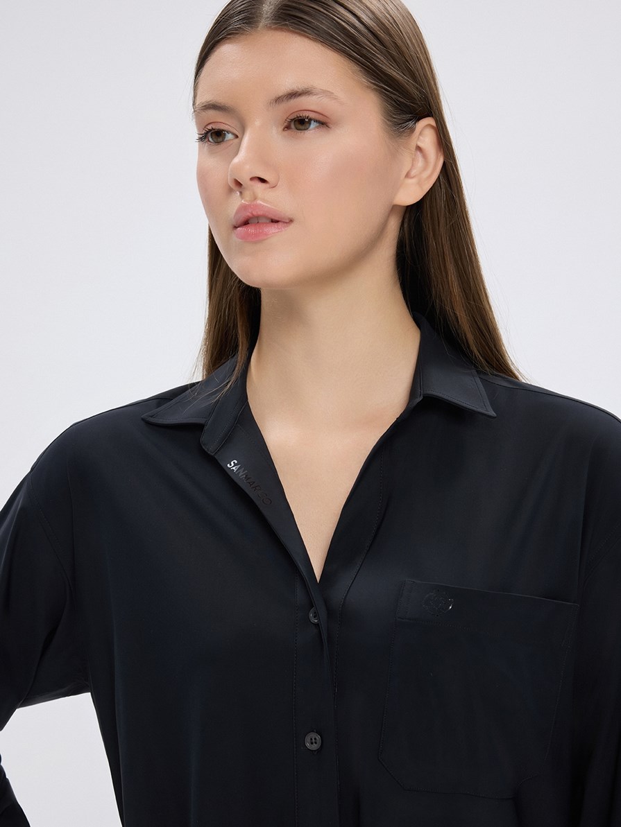 VENETA BLACK KADIN OVERSIZE CASUAL GÖMLEK 