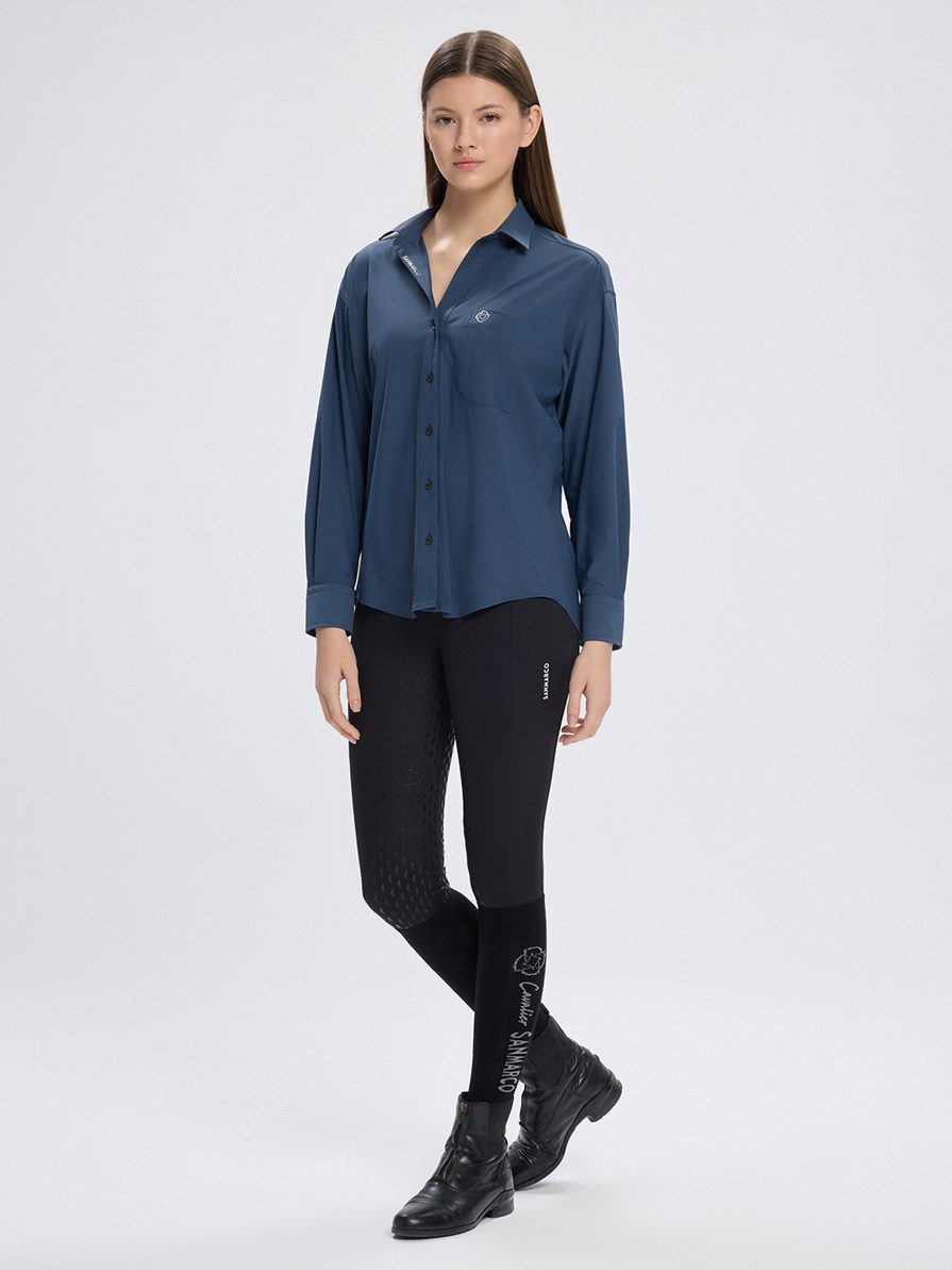 VENETA STEEL BLUE KADIN OVERSIZE CASUAL GÖMLEK 