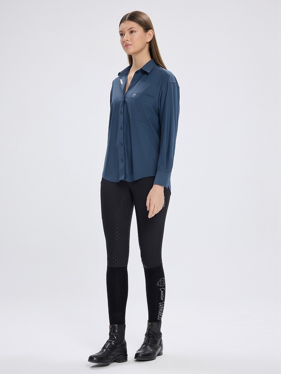 VENETA STEEL BLUE KADIN OVERSIZE CASUAL GÖMLEK 