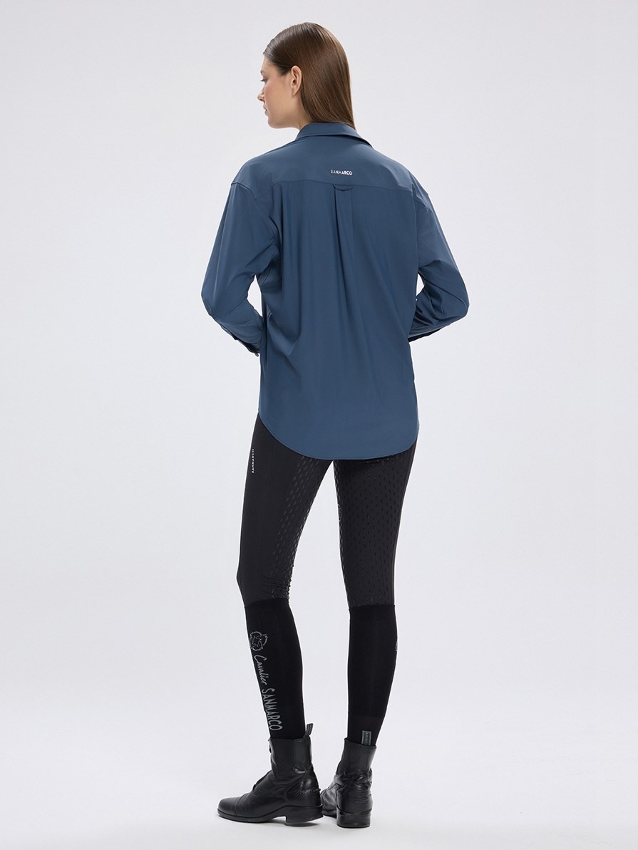 VENETA STEEL BLUE KADIN OVERSIZE CASUAL GÖMLEK 