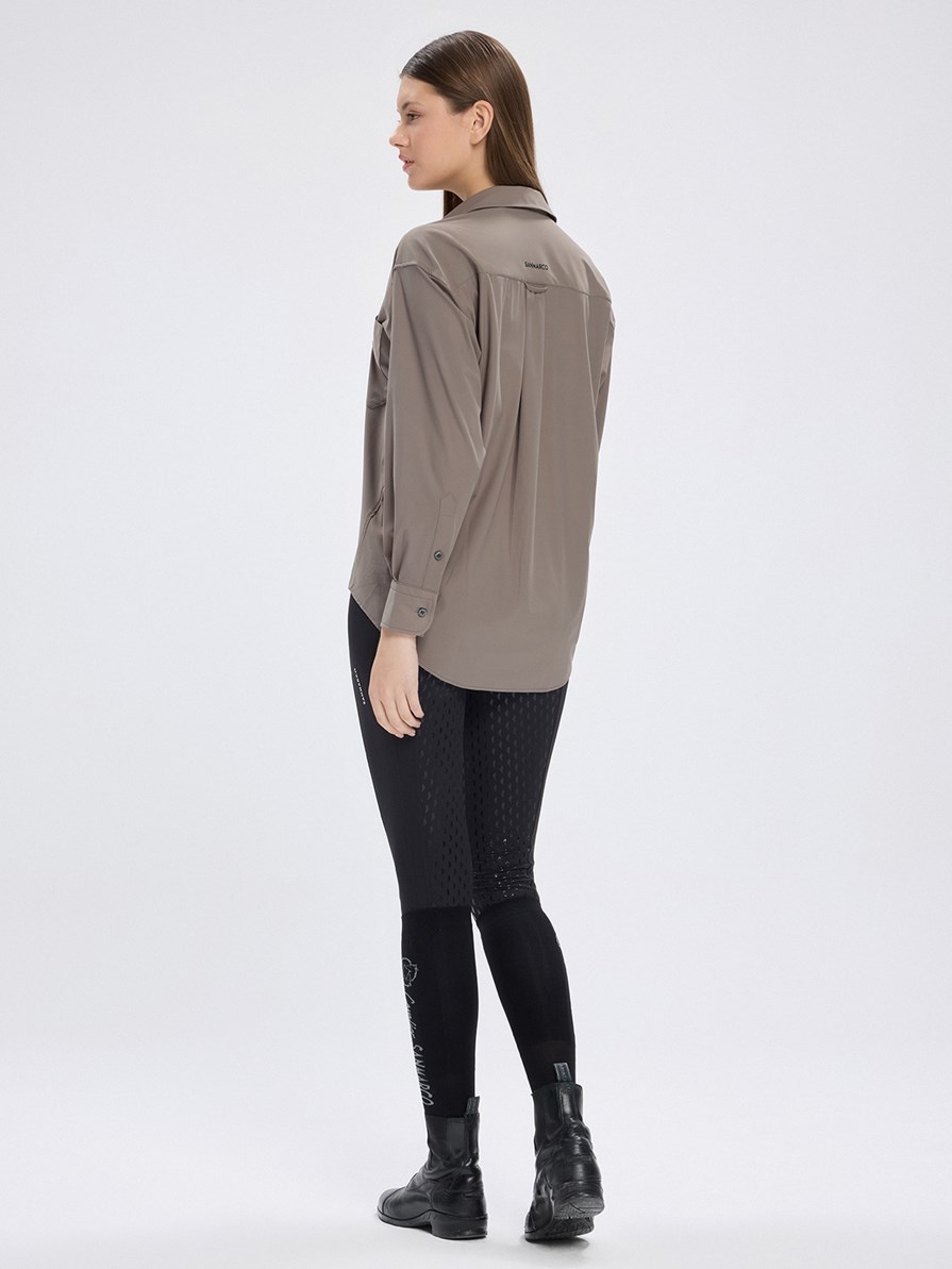 VENETA TAUPE KADIN OVERSIZE CASUAL GÖMLEK 