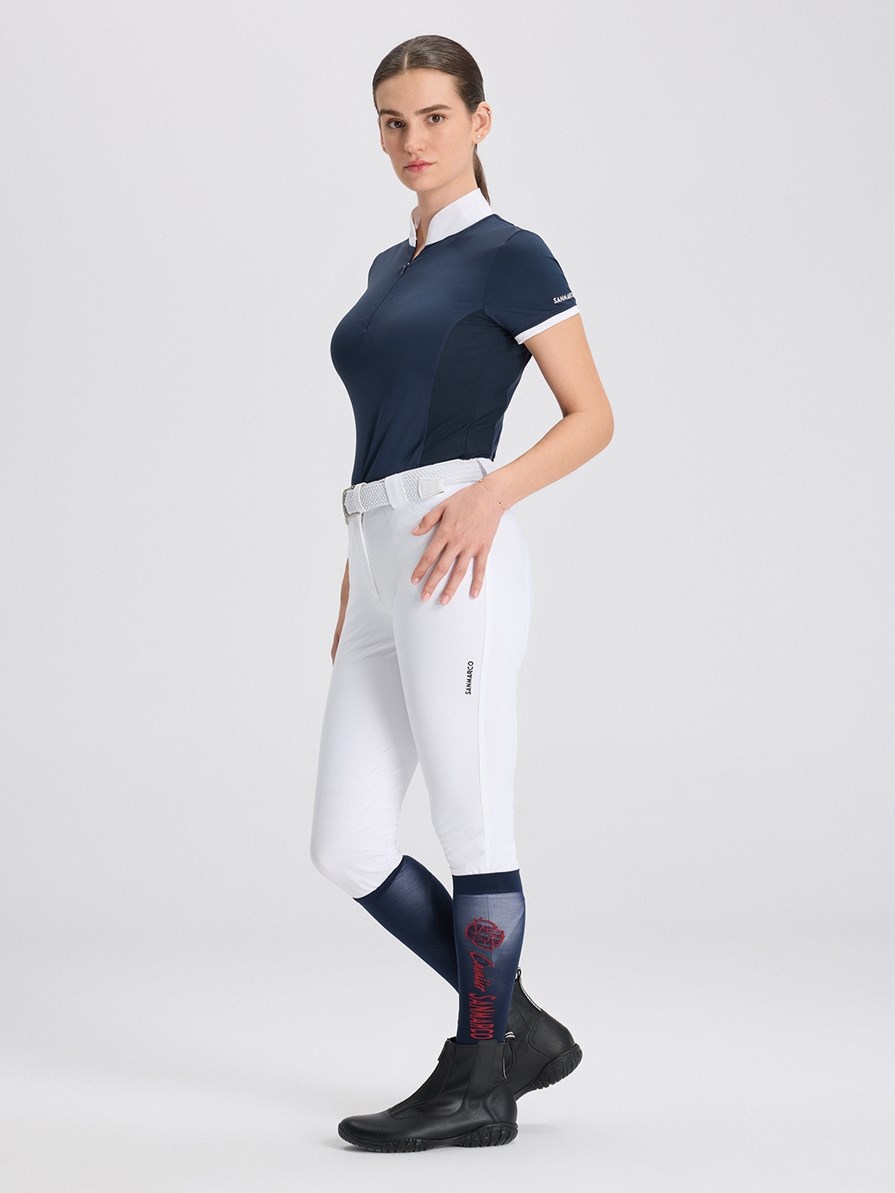 VENEZIA NAVY WOMEN'S COMPETITION POLO SHORT SLEEVE - WITH STRASS DETAIL