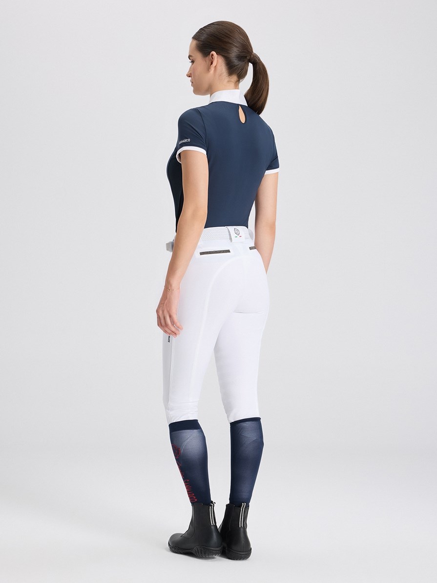 VENEZIA NAVY WOMEN'S COMPETITION POLO SHORT SLEEVE - WITH STRASS DETAIL