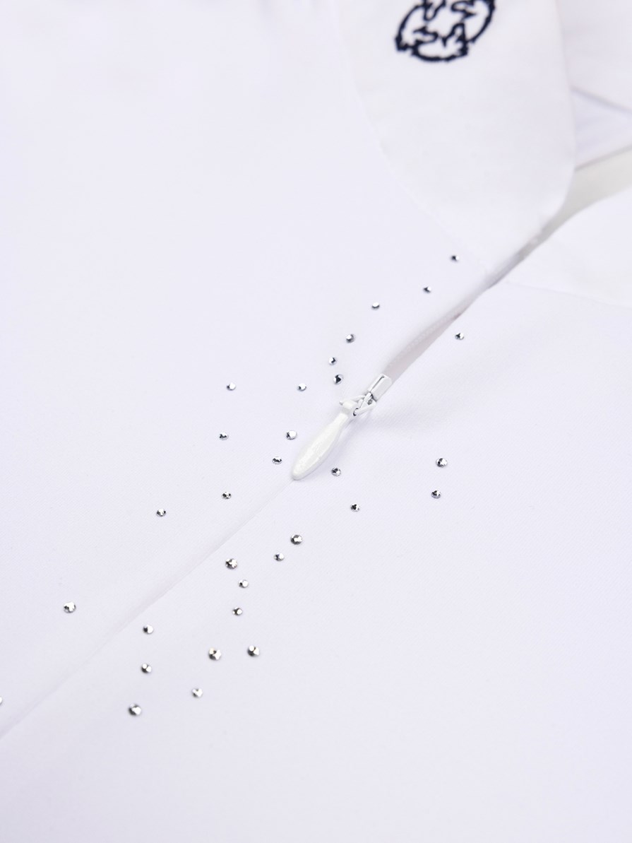 VENEZIA WHITE POLO DA CONCORSO DONNA MANICA CORTA CON DETTAGLIO STRASS