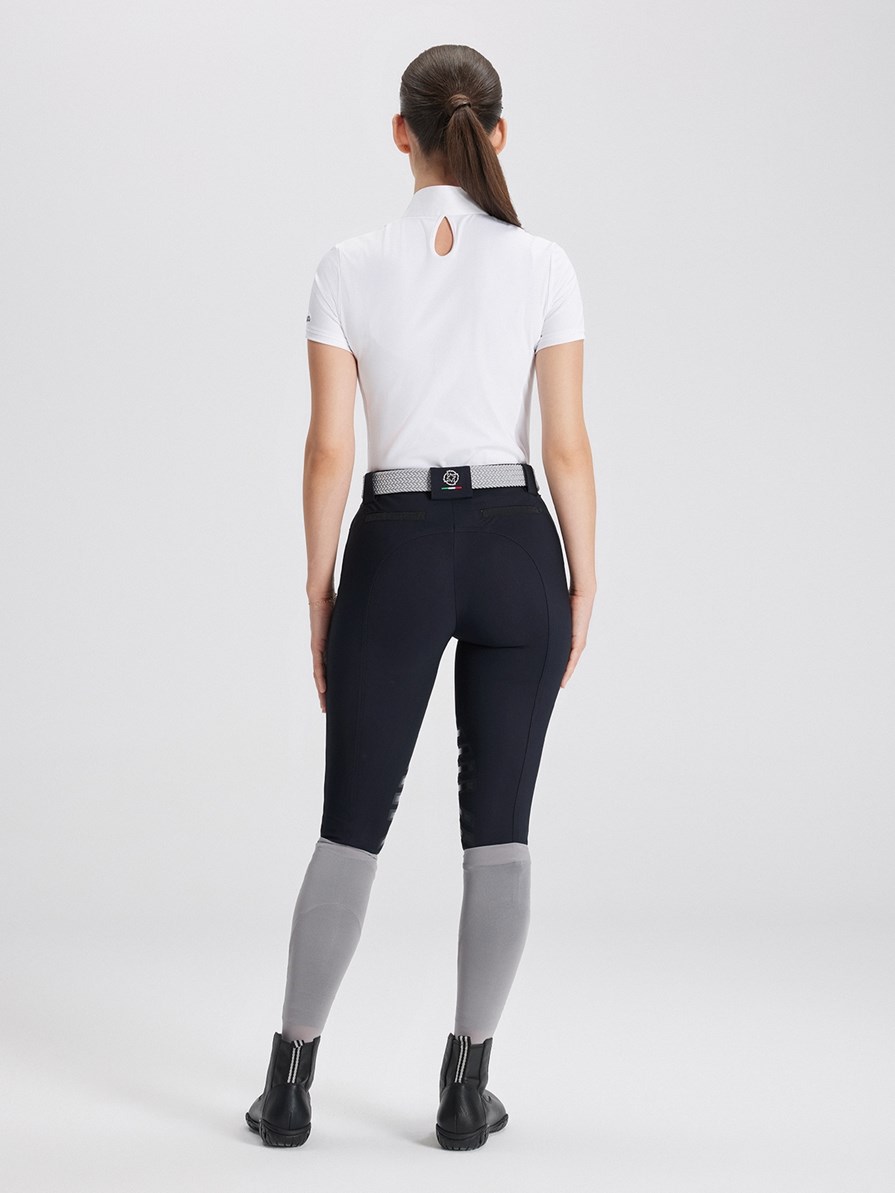 VENEZIA WHITE POLO DA CONCORSO DONNA MANICA CORTA CON DETTAGLIO STRASS