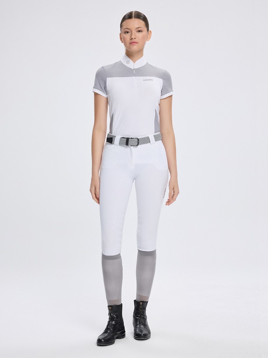 VITTORIA WHITE/GRAY WOMEN'S SHORT SLEEVE COMPETITION POLO 
