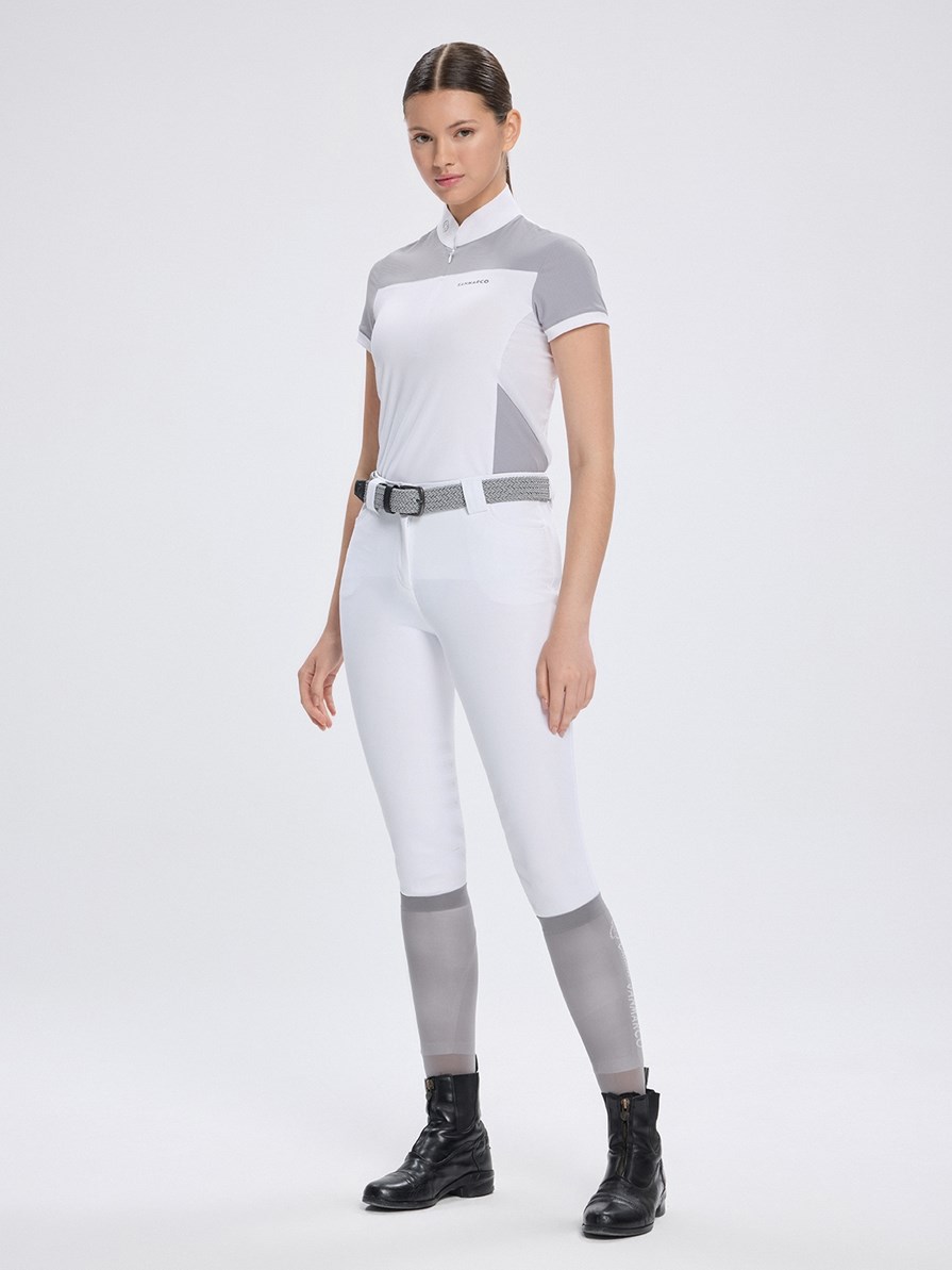 VITTORIA WHITE/GRAY WOMEN'S SHORT SLEEVE COMPETITION POLO 