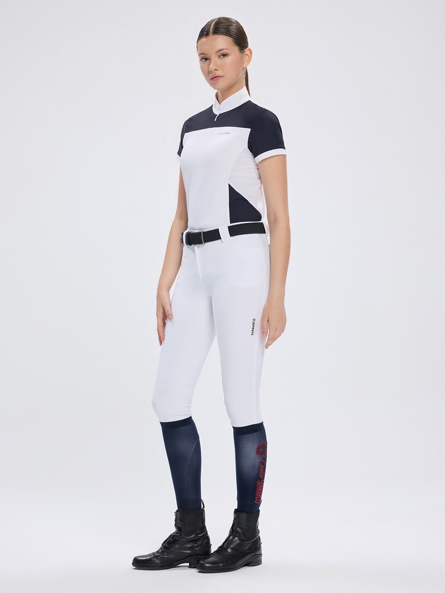 VITTORIA WHITE/NAVY WOMEN'S COMPETITION POLO SHORT SLEEVE 