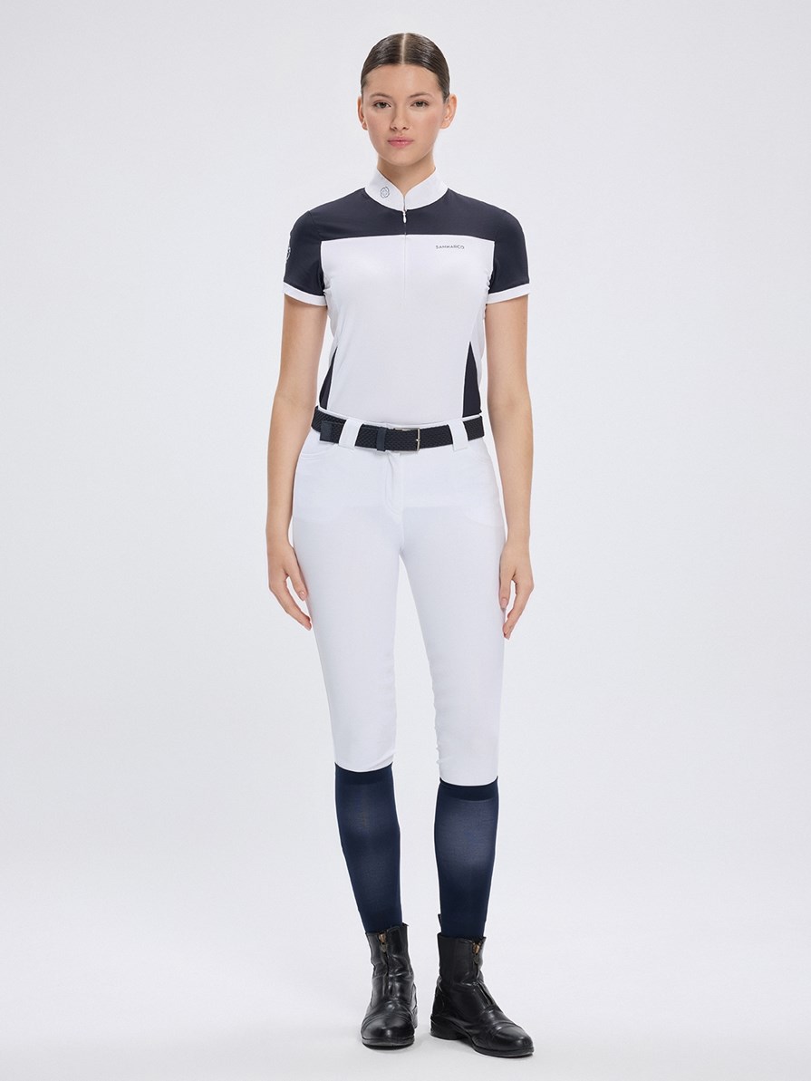 VITTORIA WHITE/NAVY WOMEN'S SHORT SLEEVE COMPETITION POLO 