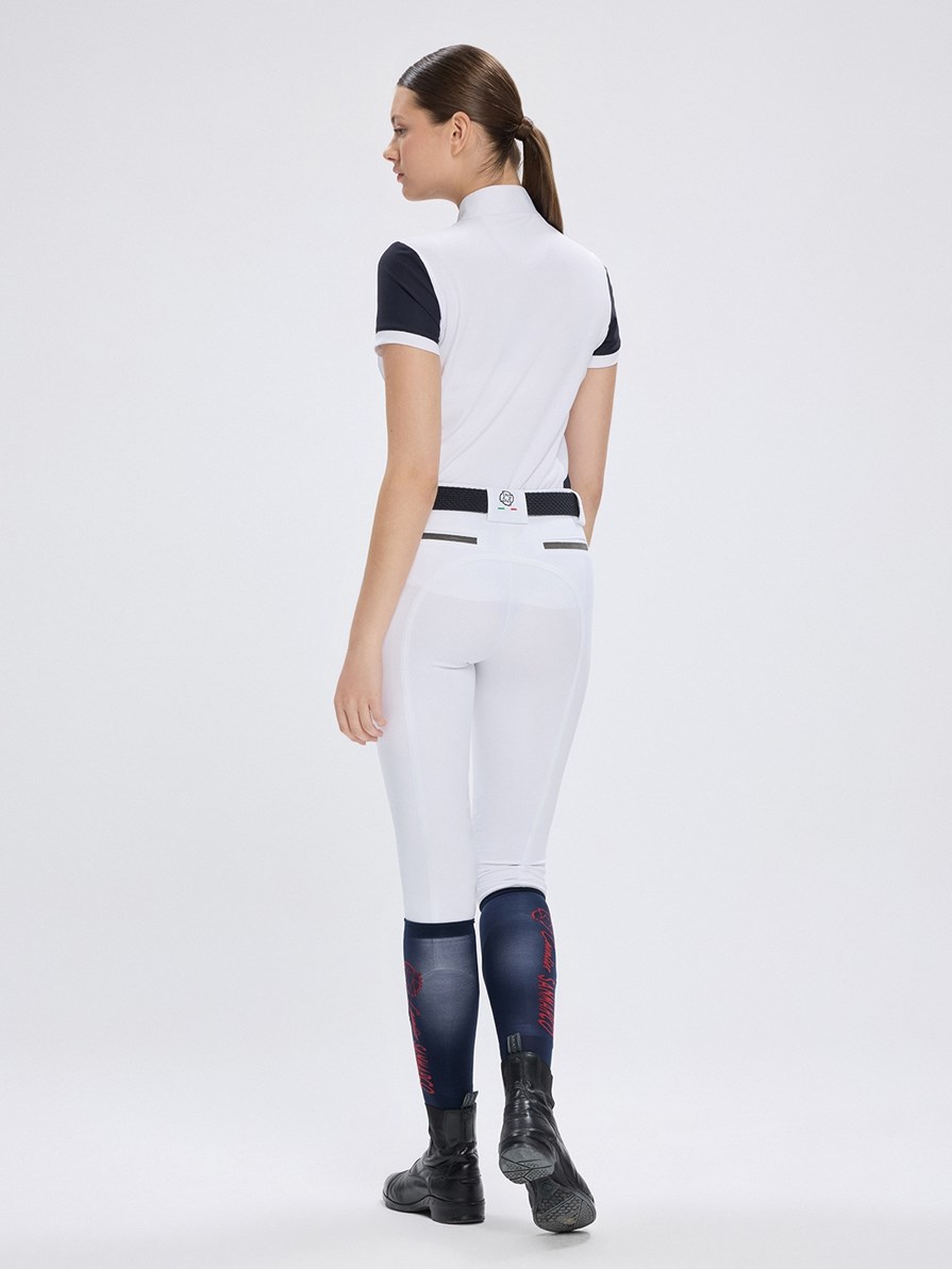 VITTORIA WHITE/NAVY WOMEN'S SHORT SLEEVE COMPETITION POLO 