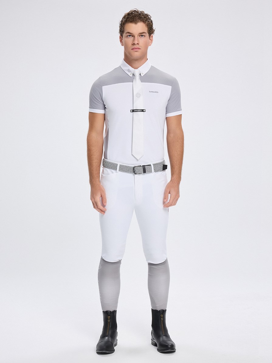 VITTORIO WHITE/GRAY POLO DA CONCORSO UOMO MANICA CORTA 