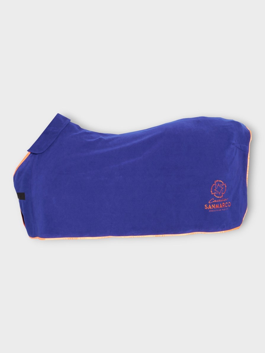WINDSOR ELECTRIC BLUE/ORANGE FLEECE BLANKET WITH COLLAR
